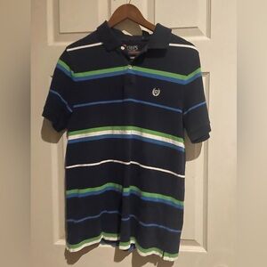 Men’s chaps, blue stripe medium polo shirt
